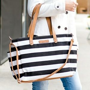 Black & White Stripe Tote Bag White Elm (old ed.)